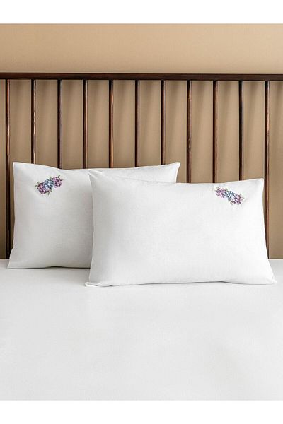 LC Waikiki LCW HOME Βαμβακερή Μαξιλαροθήκη Κεντημένη Λουλούδι 2 Τεμάχια 50x70 Εκ.