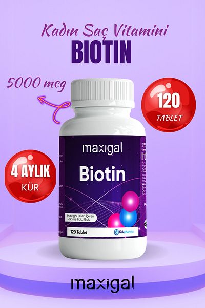 Maxigal Women's Hair Vitamin Biotin 5000 Mcg 120 Tablets