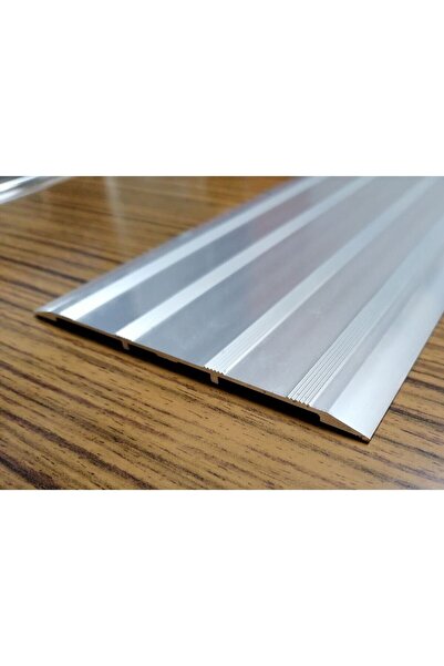 TAHTASAKAL ALÜMİNYUM Geniş Eşik Profili 6 Cm - Parke Geçiş Profili 85 Cm - Parlak Gümüş Gri