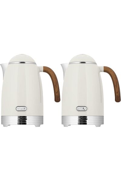 ALSAIF Nada 2-pieces Coffee And Tea Vacuum Flask,1l/1l ,ivory/chrome