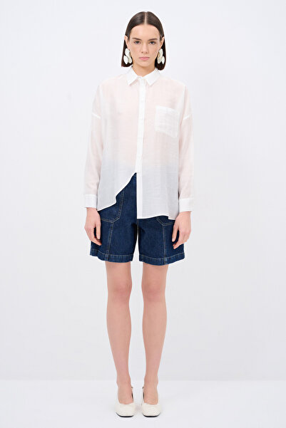 Love My Body Cep Detaylı Asimetrik Gömlek