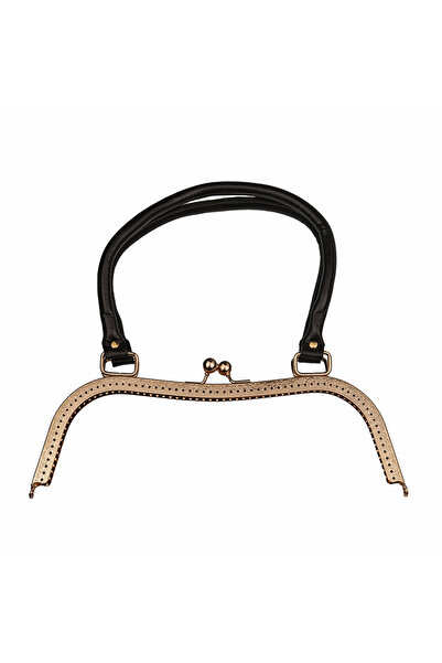 Prestij Boncuk Deri Saplı Metal Çanta Klipsi Sarı Renk