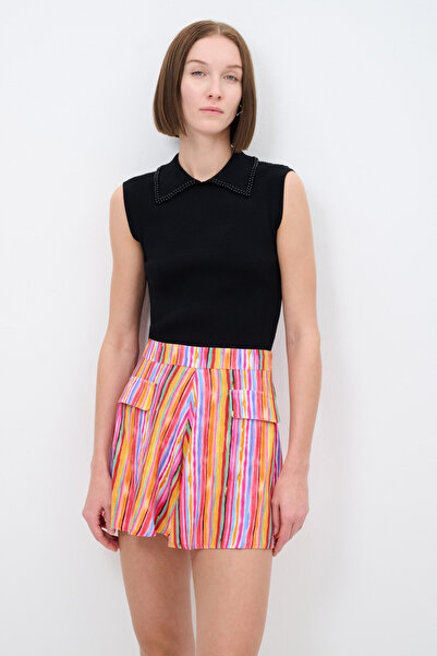 adL Cep Detaylı Desenli Şort