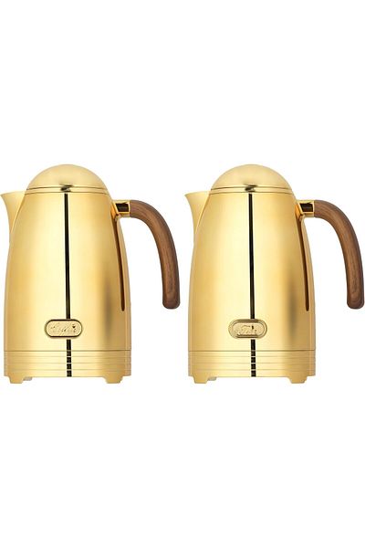 ALSAIF Nada 2-pieces Coffee And Tea Vacuum Flask, Leak-proof And Keeps Drinks Hot, 1l/1l ,gold