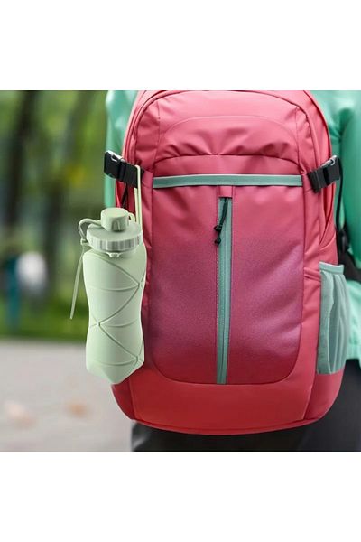 ECARLA Collapsible water bottle, Ecarla, silicone, 600ml, green, BPA free, easy to carry