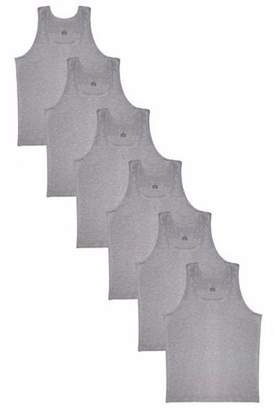 MOSTESS Pack of 6 Gray Boy's Combed Cotton Undershirt