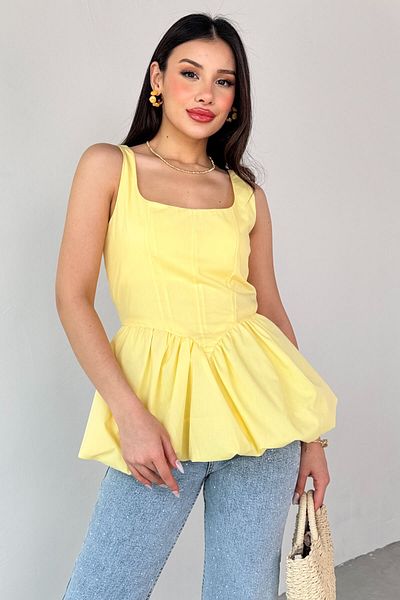 Cappmoda BLZ-06284 Μπλούζα με κίτρινη κορδέλα με επένδυση από μπαλόνι