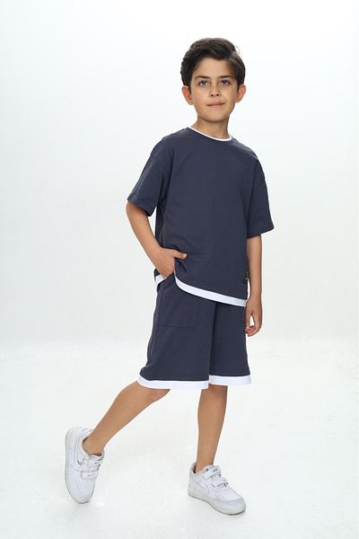 Toontoy Boy's Lettering Crested Shorts Suit