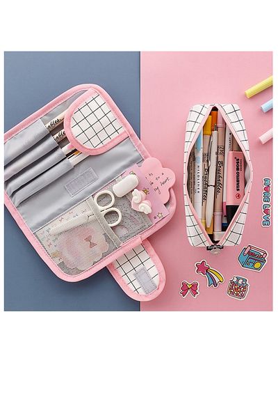 Generic Pink School Supplies & Color Bag Cute Stationery Organizer for Kids & Students