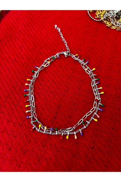 derokas Steel Multicolor Atac Model Non-Tarnish Anklet Chain