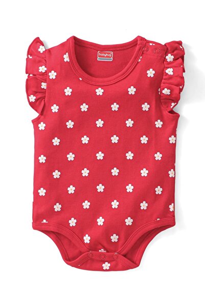 Babyhug Babyhug 100% Cotton Knit Interlock Frill Sleeves Onesies &Butterfly Pack Of 3-White Red&Navy Blue