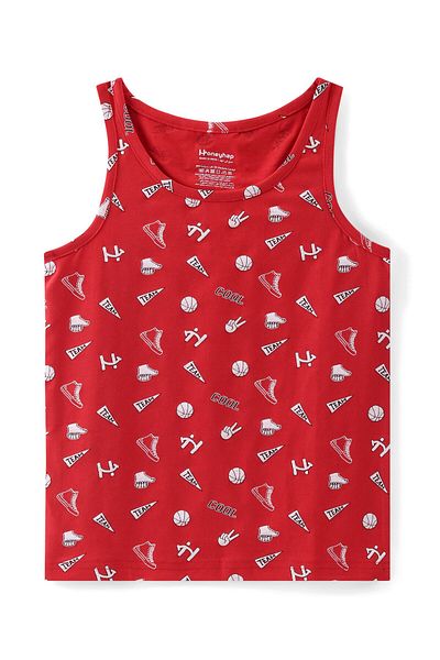 Honeyhap Honeyhap Premium Cotton Elastane Sleeveless Vests Pack Of 3-Sunset Yellow High Risk Red&Mykonos Blue