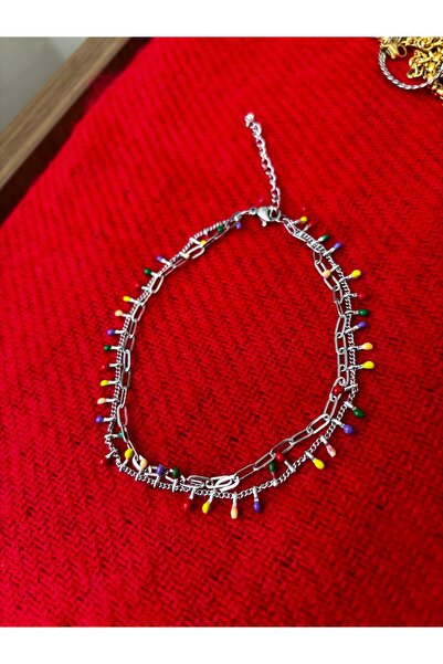 derokas Steel Multicolor Atac Model Non-Tarnish Anklet Chain