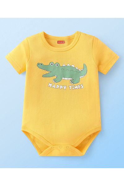 Babyhug بيبي هاج، طقم من 3 قطع، مكون من قطعتين، من القطن المحبوك، بأكمام نصفية، بطبعة حيوانية، متعدد الألوان