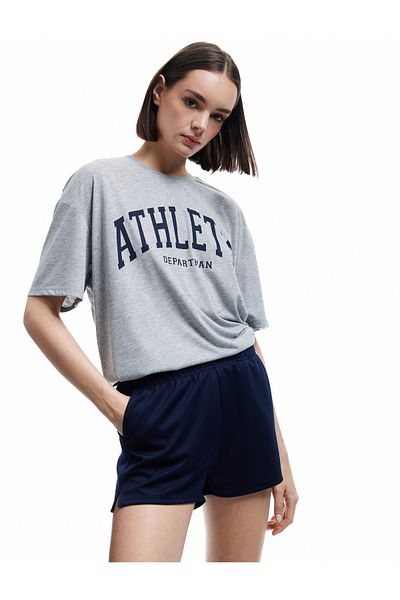 Koton Short Sleeve Crew Neck Printed Oversize Sports T-Shirt