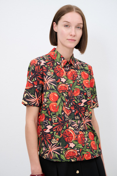 adL Yanları Yırtmaçlı Desenli Gömlek