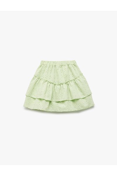 Koton Fusta mini brodata cu talie elastica din bumbac
