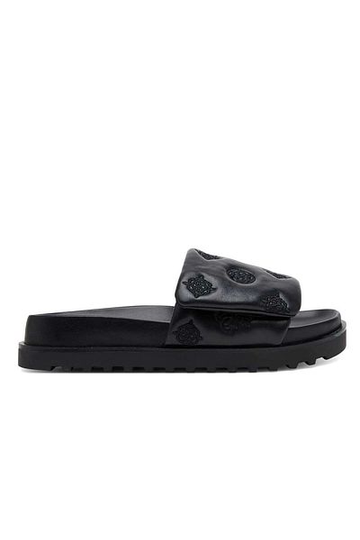 Guess Schwarze Fabio 4g-Hausschuhe für Damen mit Pfingstrosen-Logo