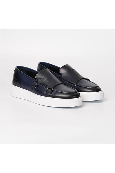 TETRİ Maro Model Genuine Leather Men's Navy Blue Loafer