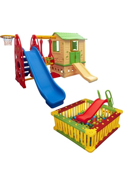 MUPARK Oyun Evi Büyük Set + Top Havuzu Tam Set | Anaokulu & Kreş İçin Eğlenceli Oyun Alanı