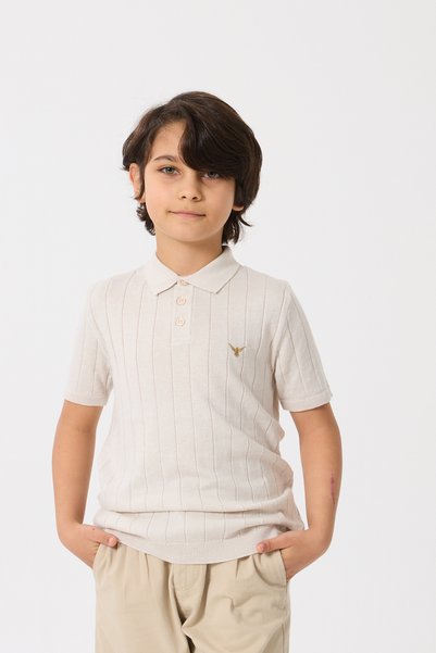 Nisrakids Boy's Polo Neck Summer Knitwear T-Shirt with Half Buttons