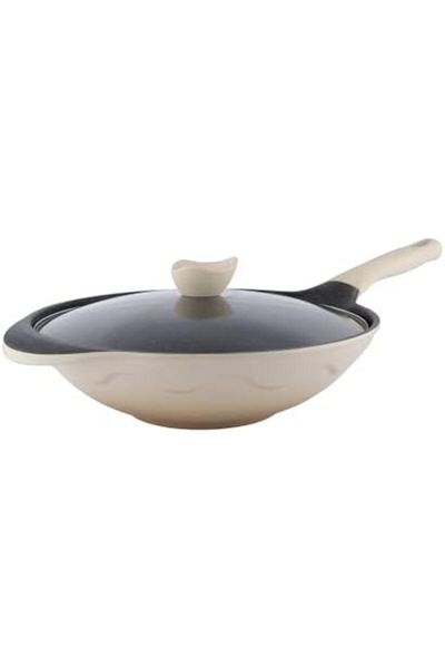 ALSAIF Non-Stick Aluminum Frypan with Glass Lid, 32cm, Pearl White - Al Saif