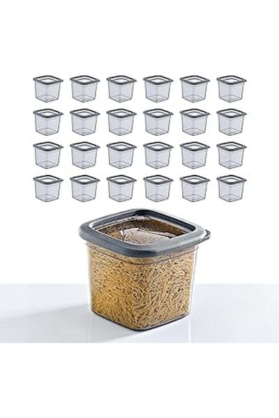 Mu Art Smartware Set of 24 Skali Square Storage Container Anthracite 740 ml - Anthracite, Multi-Purpose Storage Container