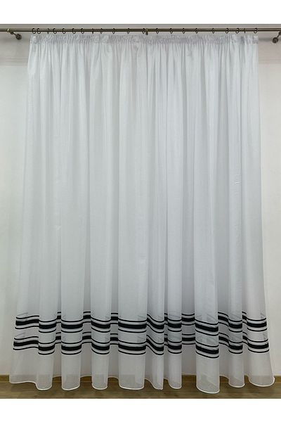 Liz Line Perdea alba cu bordura neagra, colectia "Crystalline", by Liz Line, 300x245cm, cu rejansa - PD0333