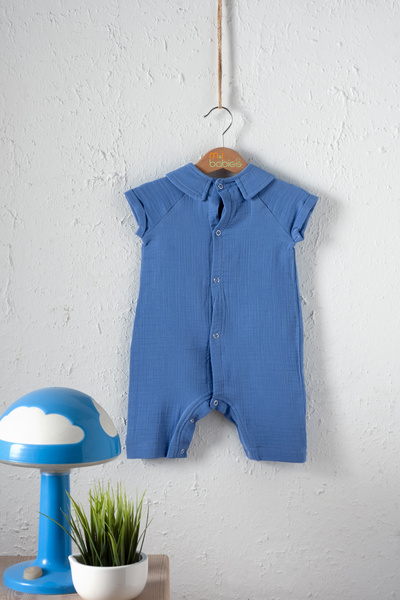 Montisu Salopetă din muselină pentru bebeluși cu închidere cu apăsare, model confortabil