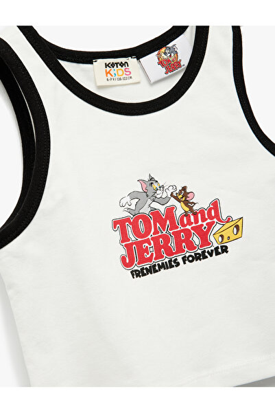 Koton Licensed Tom and Jerry Printed Sleeveless Cotton Crop Tank Top