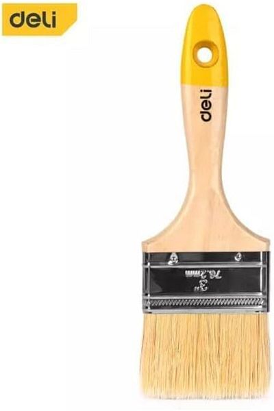 Deli Wooden Handle Paint Brush, 3-Inch Size, Milky White