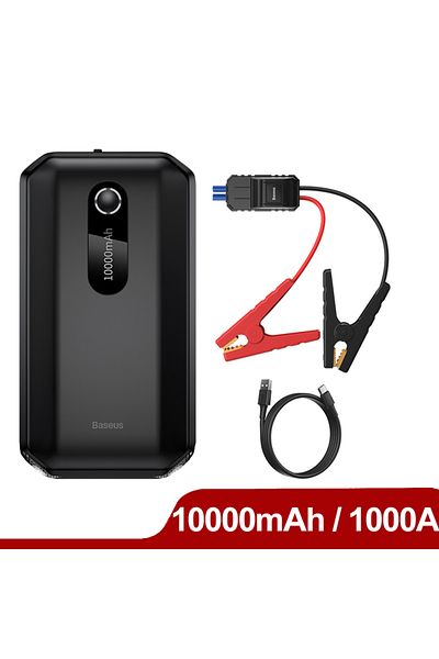 Baseus Super Energy Air Jump Starter 1000a Peak, 10000mah, 12v, For Up To 4.0l Gas Engines - Black