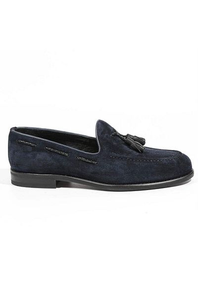 TETRİ Antique Model Genuine Leather Men's Navy Blue Loafer - Men's Shoes