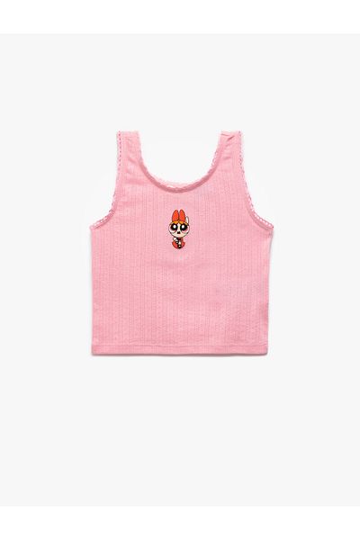 Koton Powerpuff Girls Embroidered Licensed Sleeveless Crew Neck Tank Top
