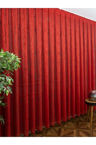 farbateks Red 3 Layer Pleated Tulle Curtain Glass Broken