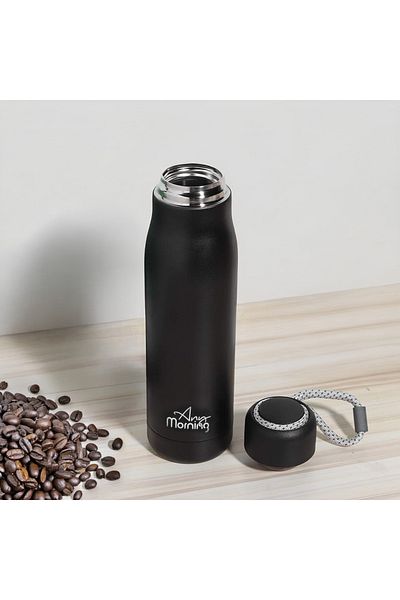 Any Morning Termos Ba21547 600 ml, oțel inoxidabil, capac etanș, 8 ore fierbinte, negru