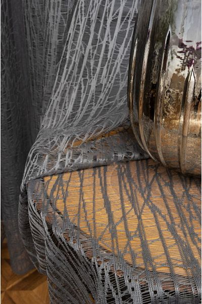 farbateks Anthracite Glass Broken 3 Layers Pleated Tulle Curtain