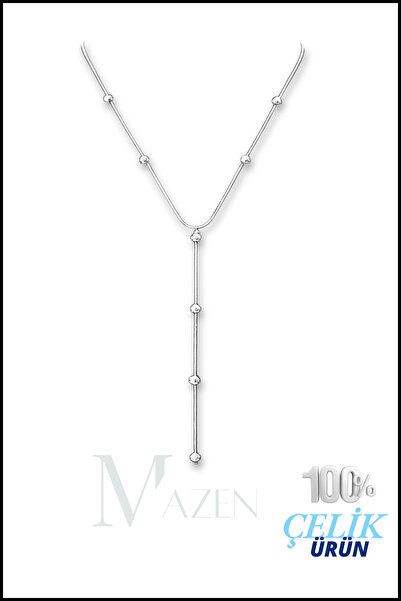 MAZEN سلسلة ثعبان - قلادة من الفولاذ الجراحي بتفاصيل كروية لون فضي