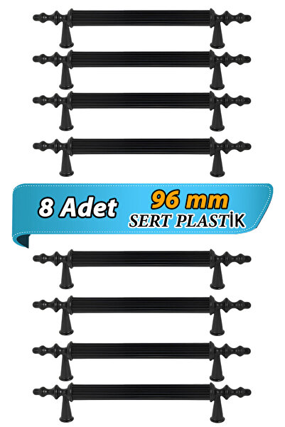 GLASWEN 8 bucăți din plastic dur Polavit negru 96 mm mobilier sertar de bucătărie dulap dulap mâner mâner