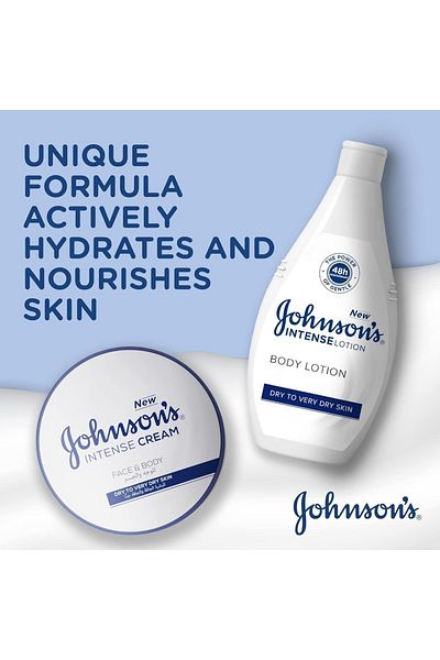 Johnson & Johnson كريم جونسون المكثف للوجه والجسم للبشرة الجافة إلى الجافة جدًا 300 مل ترطيب عميق للبشرة الجافة إلى الجافة جدًا،