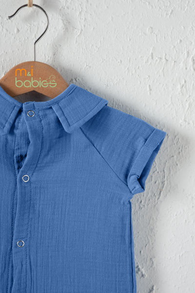 Montisu Salopetă din muselină pentru bebeluși cu închidere cu apăsare, model confortabil