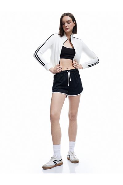 Koton Regular Waist Lace-Up Striped Mini Sports Shorts