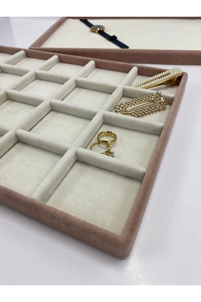 MeGass Dekor Domestic Production Double Team Service Display Table - 20 Compartments Necklace Ring Display Table