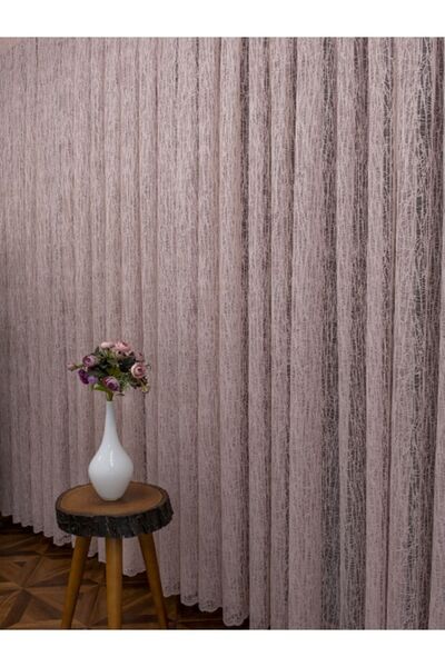 farbateks Powder Pink 2 Layers Pleated Tulle Curtain Glass Broken New Fashion Tulle Curtain