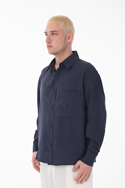 Rocqerx R-6050 Сорочка з коміром на підставці, однією кишенею та довгими рукавами з модального волокна