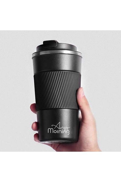 Any Morning Cană termos Ba21549, 500 ml, neagră, 16,91 oz