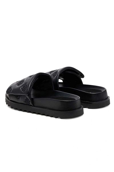 Guess Schwarze Fabio 4g-Hausschuhe für Damen mit Pfingstrosen-Logo