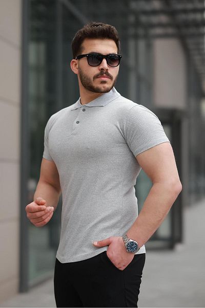 VİP LOKAL Μπλουζάκι με γκρι γιακά Polo Plain Lacos