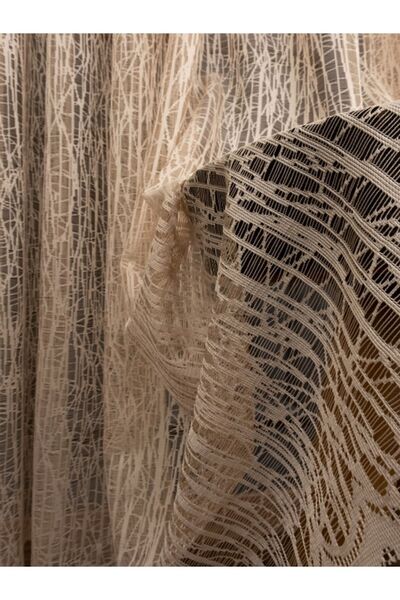 farbateks Mink,beige 2 Layers Pleated Tulle Curtain Broken Glass New Fashion Tulle Curtain