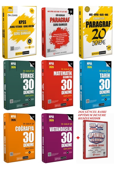 Pegem Akademi Yayıncılık PEGEM KPSS 2026 ÖN LİSANS ÇÖZÜMLÜ SORU BANKASI+PARAG...